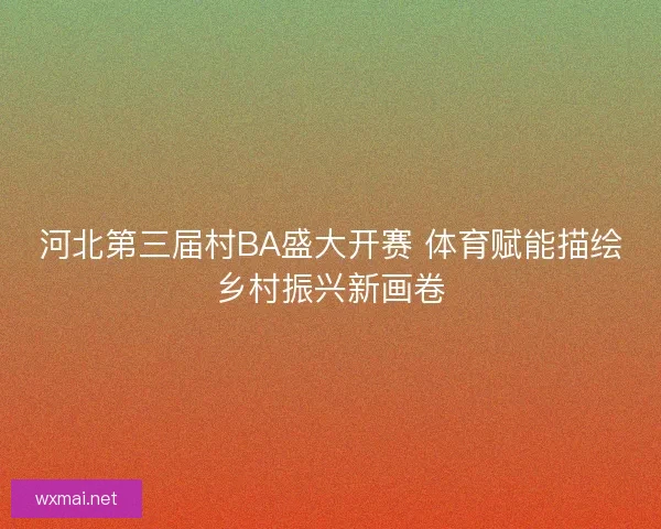 河北第三届村BA盛大开赛 体育赋能描绘乡村振兴新画卷