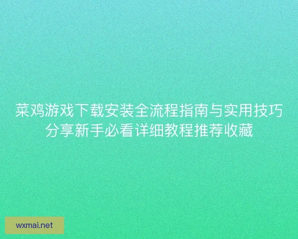 菜鸡游戏下载安装全流程指南与实用技巧分享新手必看详细教程推荐收藏