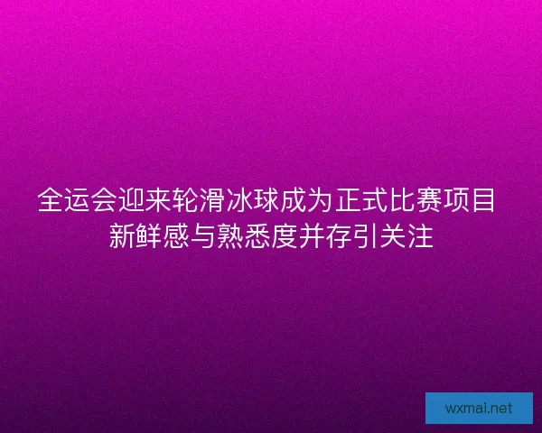 全运会迎来轮滑冰球成为正式比赛项目 新鲜感与熟悉度并存引关注