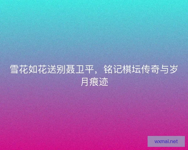 雪花如花送别聂卫平，铭记棋坛传奇与岁月痕迹