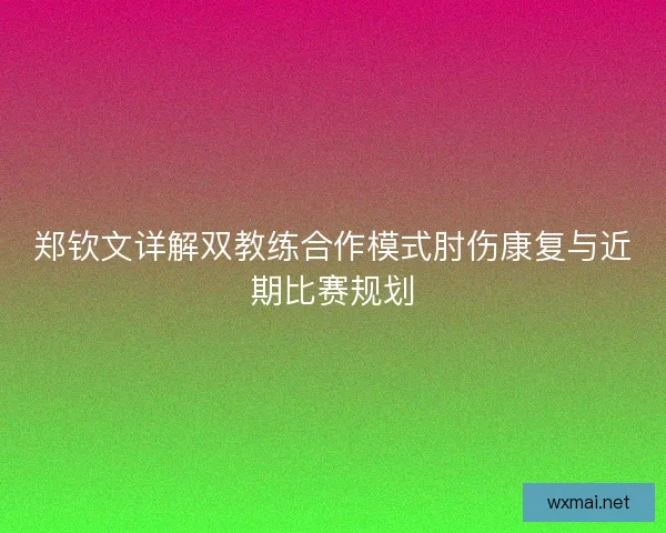 郑钦文详解双教练合作模式肘伤康复与近期比赛规划